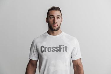 Nobull Crossfit® Men's T Shirts White Camo | Australia (HK0271)